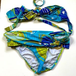 Trina Turk Bikini in blue And green print.